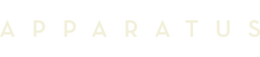 Cream-colored uppercase letters spelling "APPARATUS" on a plain white background with wide spacing between characters